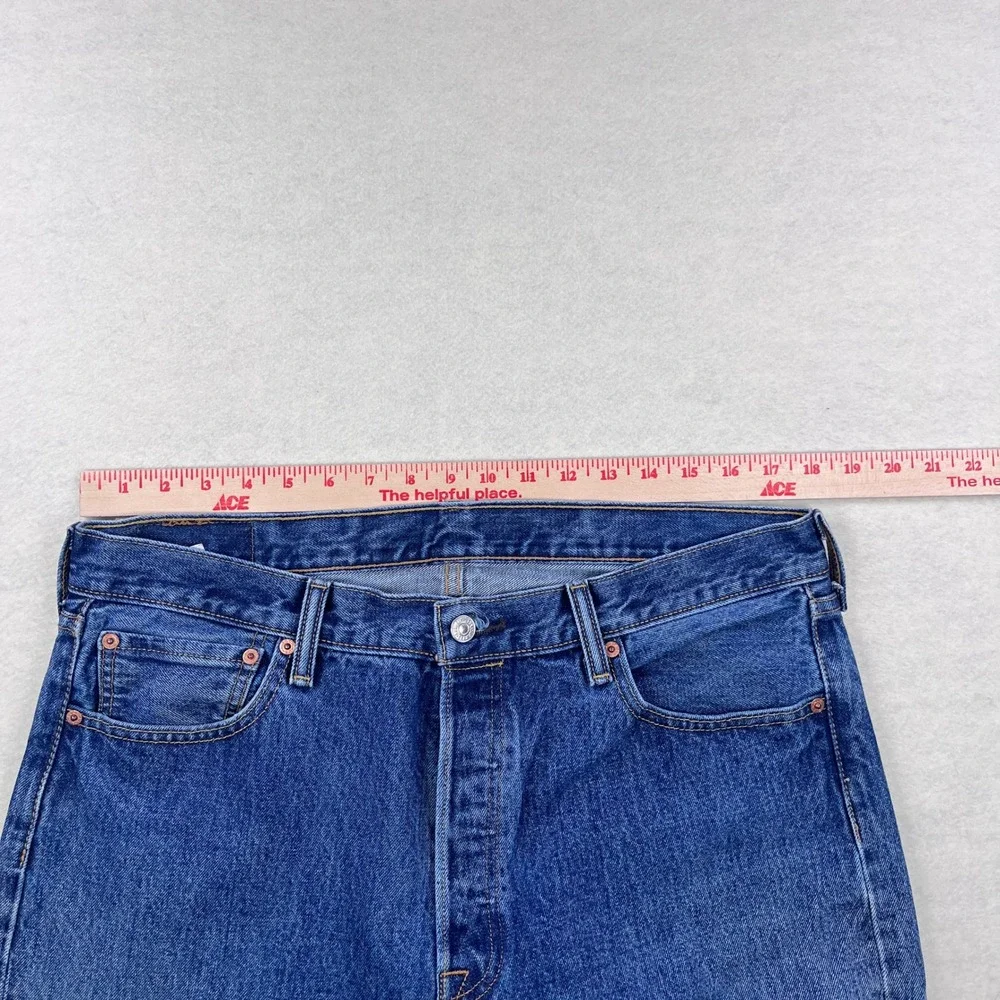 Levis 501 Original Fit Mens Blue Denim Jeans Straight Leg Button Fly 36x32